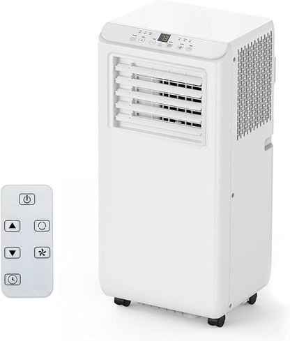 8000 BTUs Portable Air Conditioner with Cooling, Dehumidifier, Fan 3-IN-1 Indoor AC, 24H Timer, 2 Fan Speeds, Sleep Mode, Remote Control Included - Ideal for Home, Office, and Garage Use