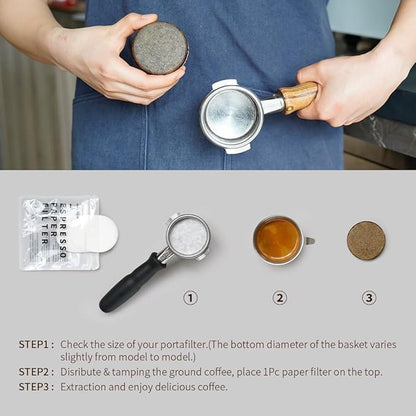 watchget 53mm Espresso Paper Filters - 500 Pcs Unbleached Coffee Filter Papers for Espresso Machine Puck Screen, Compatible with 54mm Portafilter Baskets, Replacement Paper Filters for Barista Tools
