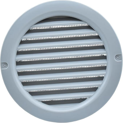VENTS-US - 4" Round Light Grey Plastic Vent Cover for Air Supply or Exhaust Air Applications - Built-in Insect Screen Mesh and Flange Included - Compatible with a 4 Inch Duct Diameter (4-Pack)
