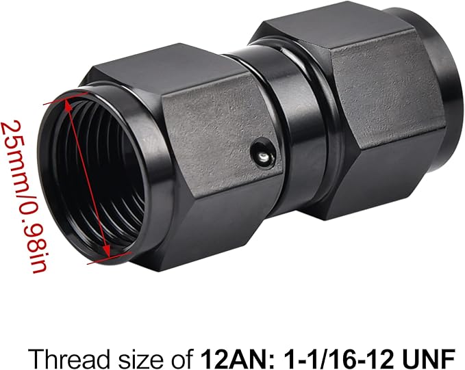 EVIL ENERGY 12AN Female to 12AN Female Straight Swivel Coupler Union Fitting Adapter Aluminum Black 2PCS