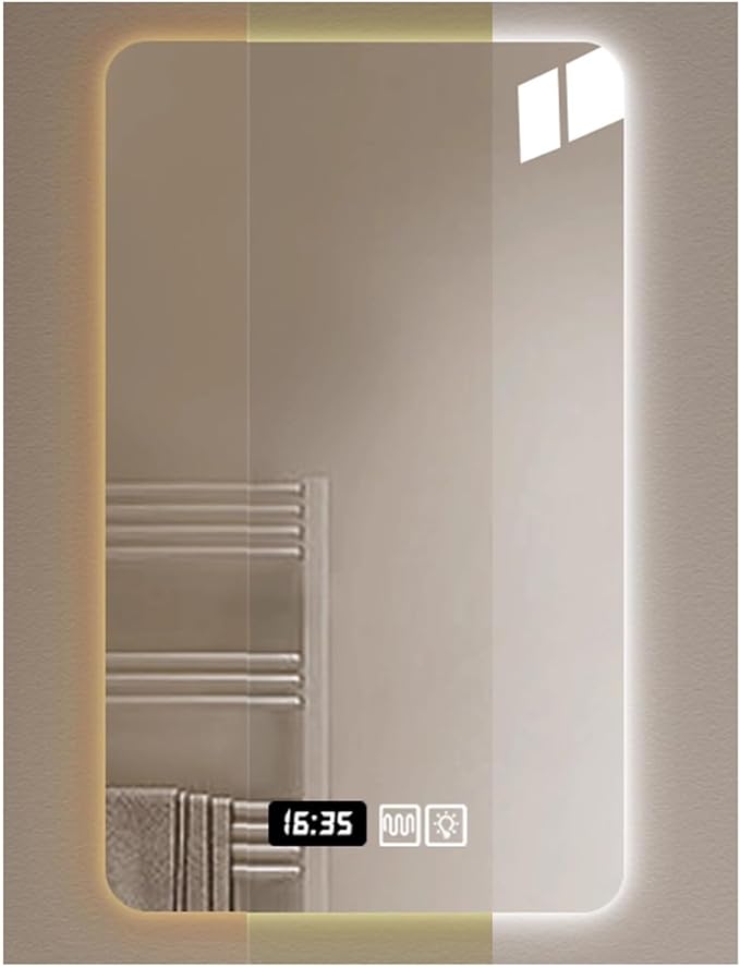 Bathroom Mirror with LED Lights，Bathroom Led Mirror ，Backlit Bathroom Mirror ，LED Mirror for Bathroom，with Touch Sensor/Demister pad，Shatterproof，Adjustable Lights(B,W50*H70cm/W19.7*H27.6IN)