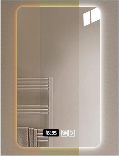 Bathroom Mirror with LED Lights，Bathroom Led Mirror ，Backlit Bathroom Mirror ，LED Mirror for Bathroom，with Touch Sensor/Demister pad，Shatterproof，Adjustable Lights(B,W50*H70cm/W19.7*H27.6IN)