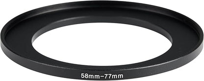 58-77mm Metal Step-Up/Down Ring Adapter Compatible with Mirrorless Cameras DSLR Lens, UV CPL ND Filter Thread Converter, Black