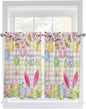 Happy Easter Kitchen Curtains 54 Inches Length, Spring Bunny Colorful Eggs Flower Plaid Window Treatment Curtain Drapes, Decorative Window Curtains for Bedroom Cafe, 52"x54", 2 Panels