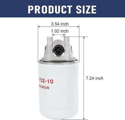 10 Micron Hydraulic Oil Filter Assembly, Spin-On Design, Return Line Filter with Indicator Port, 20 GPM Flow Rate, 200 PSI, 3/4" NPTF Port, Replace# 221006