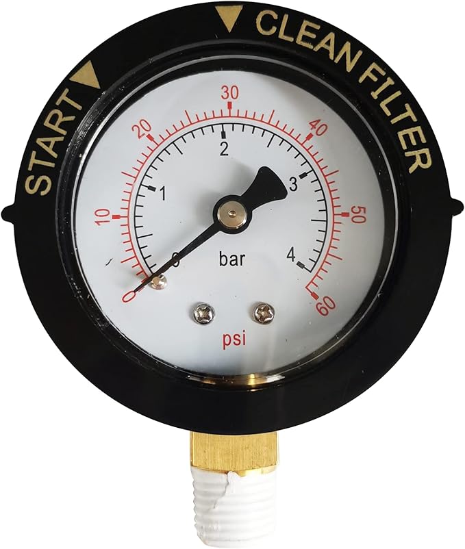 190058 Pressure Gauge Replacement Parts 0-60 PSI Compatible with Swimming Pool and Spa Filters Bottom Mount