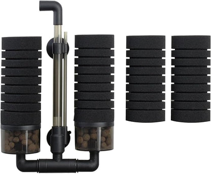 AQUANEAT Air Driven Sponge Filter, Quiet Aquarium Filter with Ceramic Media Balls, with 2 Spare Sponges, Large up to 55Gal