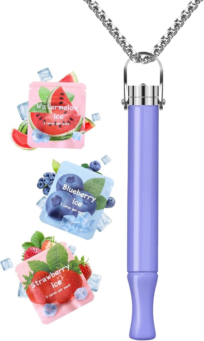 ASTOFLI Anti Smoking Breathing Necklace - Adjustable Quit Anxiety Necklaces for Women Stop Smoking Breathe Free with Filter Flavored Breathing Necklace with Resistance Smokeless Fidget Relief Whistle