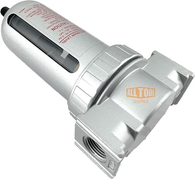 3/8" NPT MID FLOW Particulate Filter/Water Trap For Air Compressor Compressed Air Lines, 5u With Poly Bowl And Metal Bowl Guard (AUTO DRAIN)