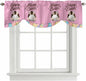 Pink Easter Tie Up Valance Curtains for Windows,Kitchen Curtains Window Shades,Easter Bunny Eggs Spring Cartoon Farmhouse Wood Grain Light Filtering Curtain Valances for Bedroom/Bathroom/Cafe 60"x18"