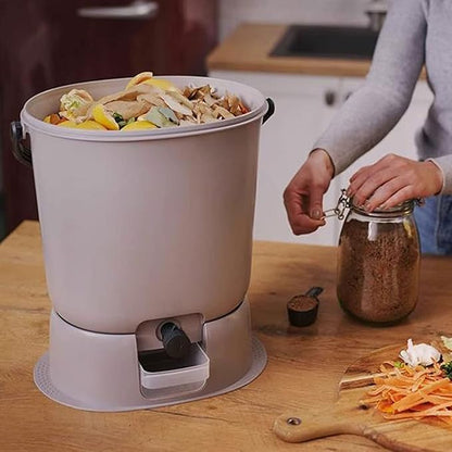 Indoor Compost Bins Compost Bucket Indoor Bokashi Composting System - Kitchen Compost Buckets with Faucet and Air Tight Seal Lid ,Practical Way to Collect All Your Organic Waste, with 1.1lbs of Compos