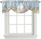 Spring Easter Tie Up Valance Curtains for Windows, Kitchen Curtains Window Shades, Rabbit Ears Foot Colorful Eggs Wooden Plank Light Filtering Roman Curtain Valances for Bedroom/Bathroom/Cafe 54"x18"