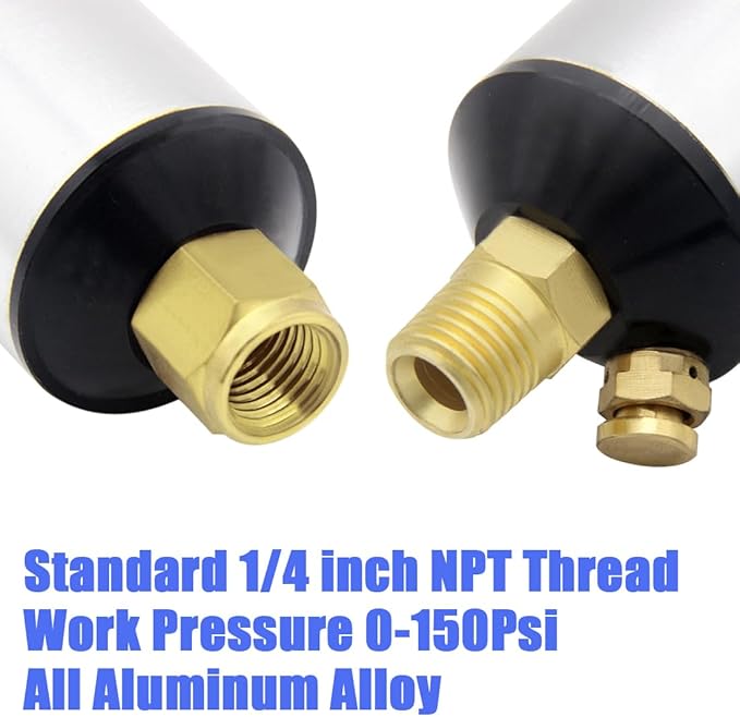 Oil Water Separator for Air Line, 1/4 Inch NPT Inlet and Outlet, Air Compressor Water Separator Filter, Water Separator For Air Compressor Line Dryer 150 PSI (1Pc)