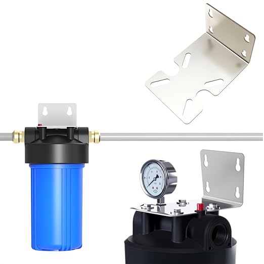 FDXGYH 2 Pcs Stainless Steel Water Filter Housing Bracket Water Purifier RO Machine Metal Housing Fixed Bracket [10-inch/20-inch, 1.7mm Thickness]