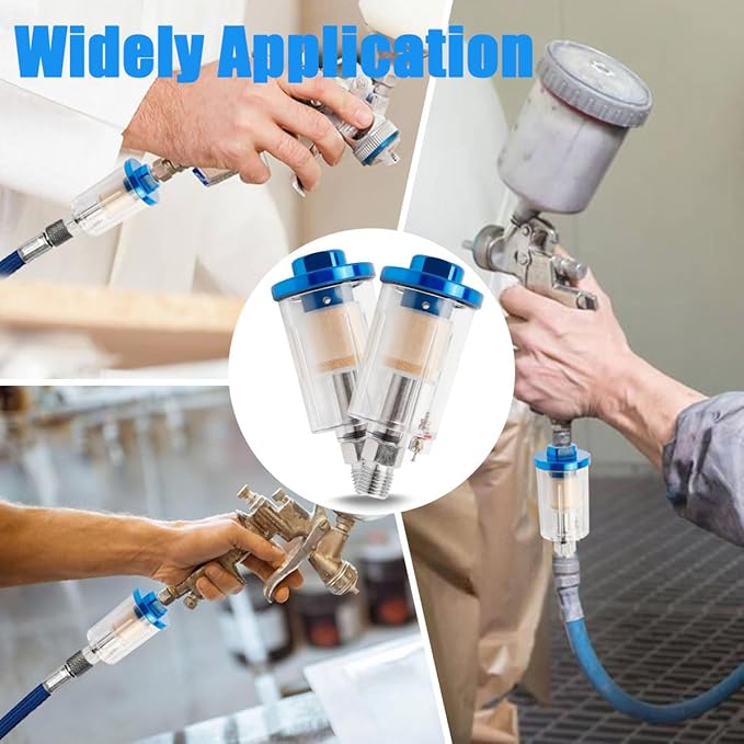 3 Pcs Compressed Air Filter Water Oil Separator, 1/4 Inch NPT Inlet and Outlet Water Separator Air Compressor Moisture Filter for Air Line Compressor Fitting