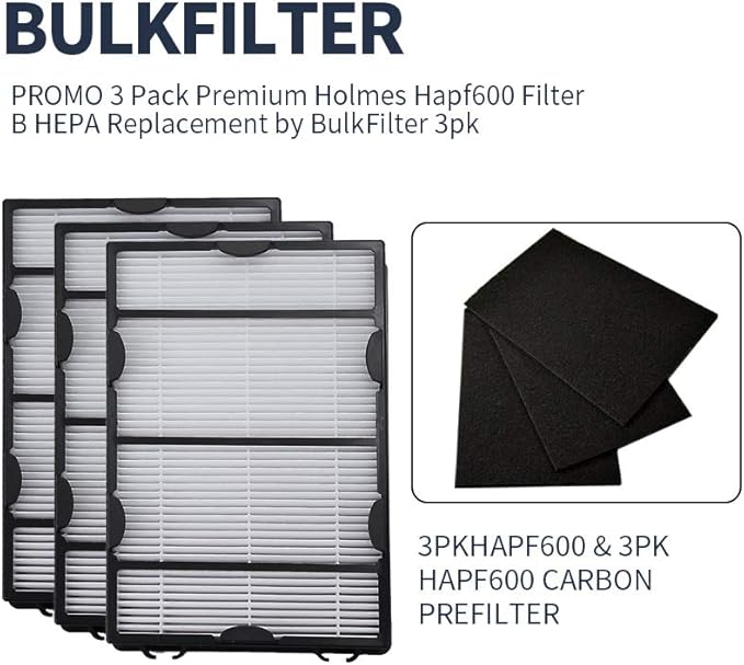 3PCS HAPF600 Air Filter and Pre Filter Replacement for Holmes Air Purifier HAP615 HAP625 HAP650 HAP725 HAP750 HAP1625 HAP1650 HAP1750, for GE 106633 106643 106653 106569 106853