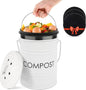 Vipush Compost Bin Kitchen Countertop Compost Bin with lid – Small Compost Bin Includes Inner Compost Bucket Liner & 3 Charcoal Filters, White