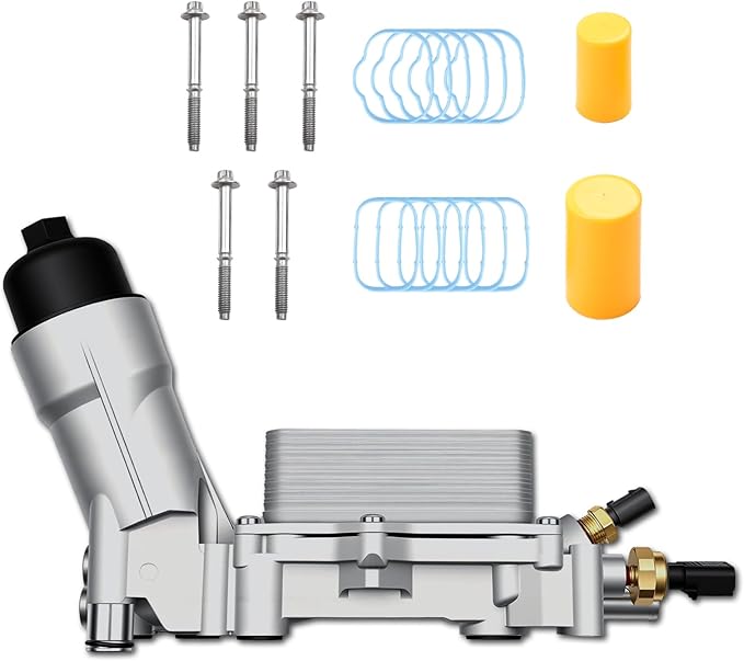 Aluminum Oil Filter Housing Engine Oil Cooler Compatible with 2011-2023 Charger Durango Challenger Journey Wrangl-er Cherok-ee Town and Country 200 300 Ram ProMaster 3.6L V6 for 926-876 926-959