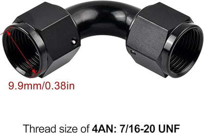 EVIL ENERGY 4AN Female to 4AN Female 90 degree Swivel Coupler Fitting Union Adapter Aluminum Black 2PCS