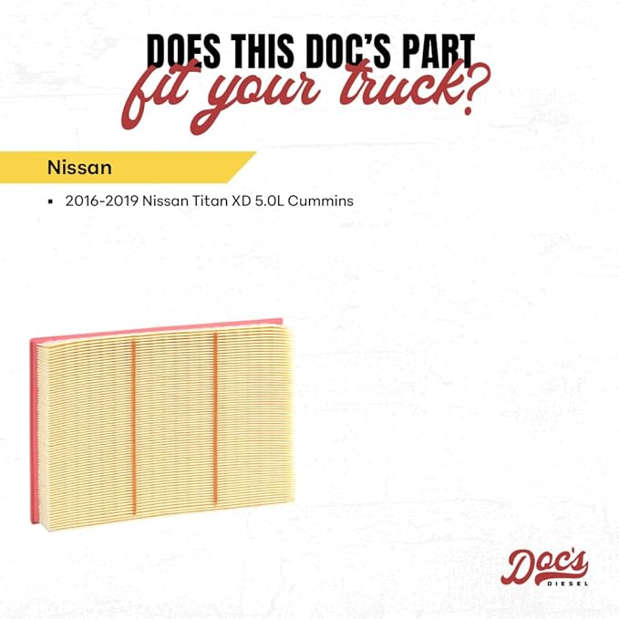 Doc's Diesel Engine Air Filter DPA10564 | Compatible with Nissan Titan XD 5.0L Cummins 2016-2019 | Replaces 16546-EZ40A