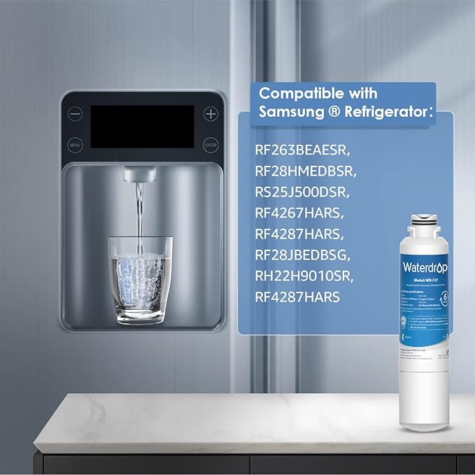 Waterdrop DA29-00020B Replacement for Samsung® Water Filter HAF-CIN/EXP, DA29-00020B, HAF-CIN, DA29-00020B-1, RF28HMEDBSR, RF263BEAESR, RS25J500DSR, RF263TEAESG, HDX FMS-2, DA97-08006A-1, 3 Filters