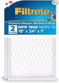 Filtrete 18x24x1 AC Furnace Air Filter, MERV 13, MPR 1900, Premium Allergen, Bacteria & Virus Filter, 3-Month Pleated 1-Inch Electrostatic Air Cleaning Filter, 2-Pack (Actual Size 17.81x23.81x0.78 in)