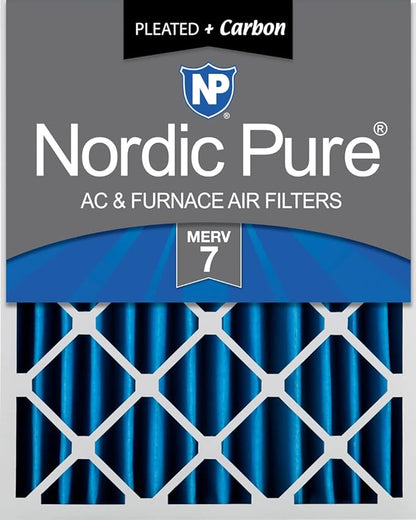 Nordic Pure 16x25x4 (Actual Size: 15 1/2 x 24 1/2 x 3 5/8) Pleated Air Filters MERV 7 Plus Carbon 1 Pack