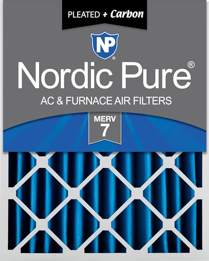 Nordic Pure 16x24x4 (15 3/8 x 23 3/8 x 3 5/8) Pleated Air Filters MERV 7 Plus Carbon 1 Pack