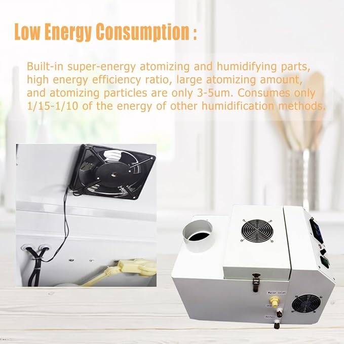 Industrial Ultrasonic Humidifier Cooler Sprayer 3kg/h Portable Continuous Cool Mist Maker Humidifier Commercial with Humidistat and Remote Sensor for Greenhouse Large Room