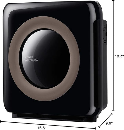 COWAY Air Purifier for Home Up to 1,575ft², App-Enabled Smart Technology, Compatible with Amazon Alexa, HEPA Filter for Smoke, Allergies, Odor, Auto Mode, Airmega AP-1512HHS Black