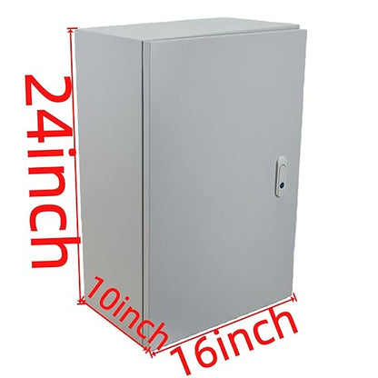 Electrical Enclosure Box 24" x 16" x 10" Carbon Steel Electrical Junction Boxes Wall Mount Waterproof Dustproof Metal Box with Safety Locks for Outdoor Indoor Use