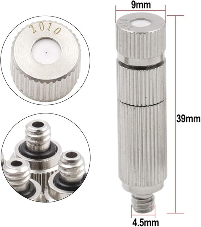 Haueeschoen 80pcs Brass Misting Nozzle Kit for Cooling System, High Pressure 3/16" Threaded Mister Nozzles, Anti-drip Fogging Spray Head for Landscaping, Air Humidification, Spraying Disinfection