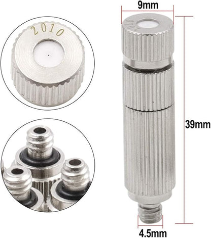 Haueeschoen 80pcs Brass Misting Nozzle Kit for Cooling System, High Pressure 3/16" Threaded Mister Nozzles, Anti-drip Fogging Spray Head for Landscaping, Air Humidification, Spraying Disinfection