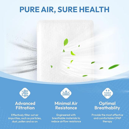 60-Pack Premium Disposable Replacement CPAP Filters Compatible with AirSense 10, AirCurve 10, S9, AirStart & Universal Fit, Ultra Fine High Filtration, Smooth Airflow, Home, Travel & Daily Essentials