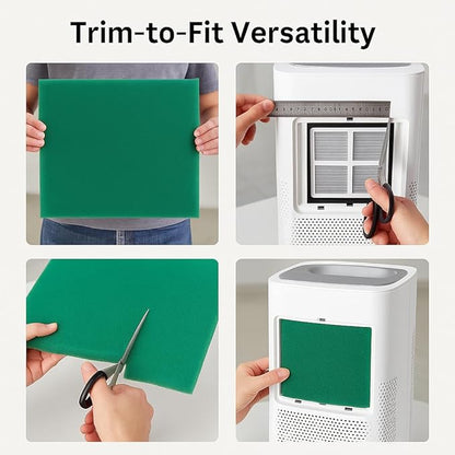 Universal Foam Air Filter Material Sheet – 14" x 17" x 5/8", 65 PPI Green Fine Foam – Reusable, Washable, Trim-to-Fit Air Filter for Motorcycle, ATV, UTV, Dirt Bike, Small Engine, HVAC, Aquarium