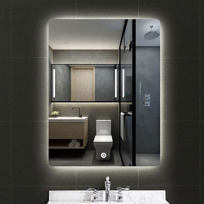 600 x 800mm LED Wall Mounted Bathroom Mirror with Lights Bathroom Mirror Touch Switch Demister Pad (Color : Horizontal Size : 600 * 800mm) (Vertical 600 * 800mm)