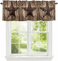Vintage Texas Star Valances for Windows, Brown Wood Grain Wire Kitchen Valance Light Filtering Rod Pocket Short Curtains for Kitchen Bathroom, 1 Panel, 60"x18"