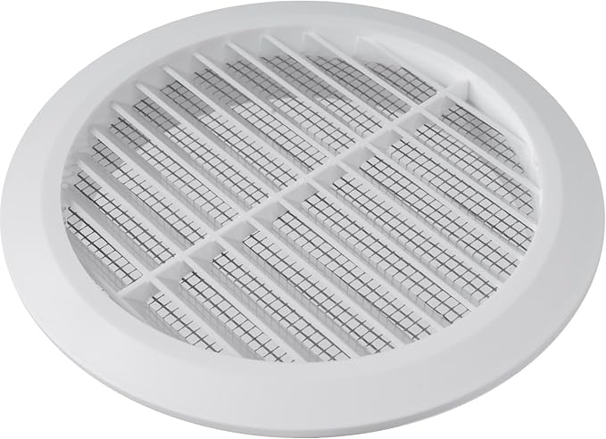 Vent Systems 5'' Inch - White - Soffit Vent Cover - Round Air Vent Louver - Grill Cover - Built-in Insect Screen - HVAC Vents for Bathroom, Home Office, Kitchen