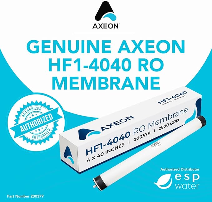 Axeon HF1-4040 2500 GPD RO Membrane Element – 4-inch x 40-inch, Low-Pressure Polyamide Thin Film Membrane TFM, 150 PSI, High-Flow Water Filtration for Commercial Reverse Osmosis 200379