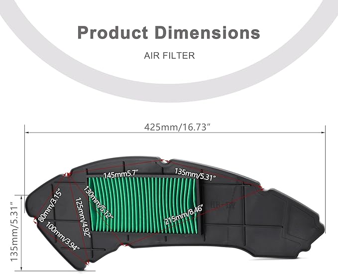 Minho Motorcycle Air Filter in Dry Filter Paper Material Compatible with Chinese GY6 4-Stroke Engine Scooter Mopeds Tank 9th Generation