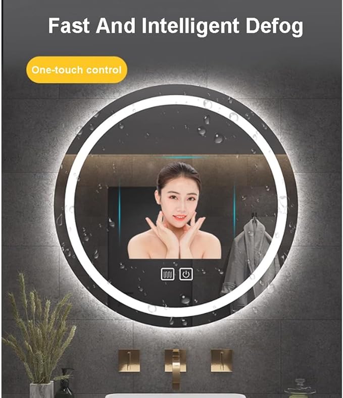 Vanity Mirror Round Illuminated LED Bathroom Mirror with Touch Sensor Switch Dimming Function Demister Pad 3 Colors Temperature Suitable for Vanity Bathroom Or Bedroom(31in)