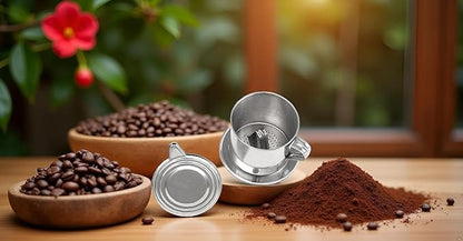 2 Sets Vietnamese Coffee Filter Stainless Steel Coffee Pot Drip Infuse Cup Brewing Teapot No Need Paper Drip Coffee Pot Machine Filter Attractive processing
