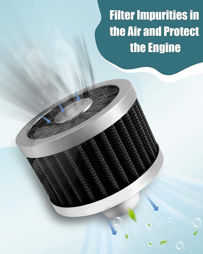 2PCS Car Air Filter Fit for Vehicles with 23mm Air Intake, High Flow Vent Valve Cover Breather Filter (Black)