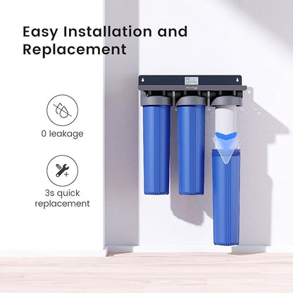 Waterdrop Whole House Water Filter, Carbon Filter, Reduce Iron & Manganese Filter Cartridge, Replacement for, Any 20" x 2.5" System, 5 Micron，WD-WF20PFC