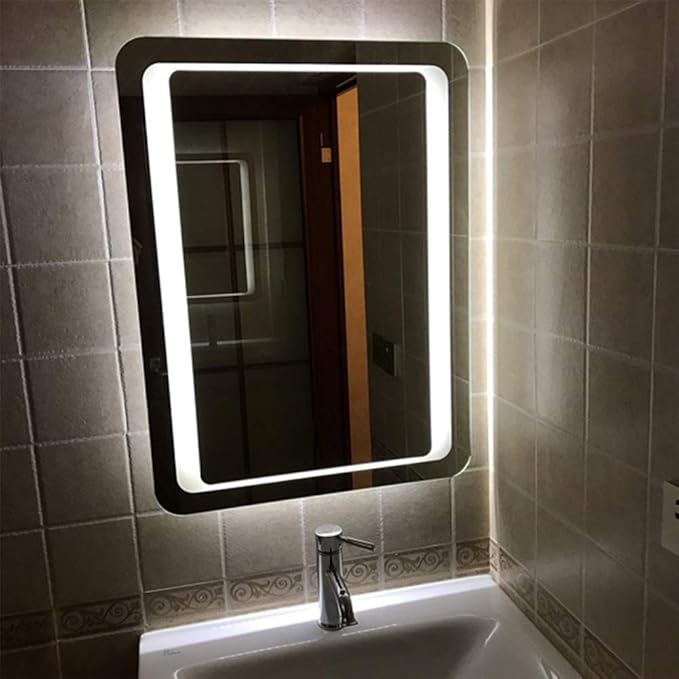 LED Bathroom Mirror with Lights Sensor Switch Bathroom Mirror with Demister Pad for Makeup Cosmetic Shaving… (600x800x42mm)