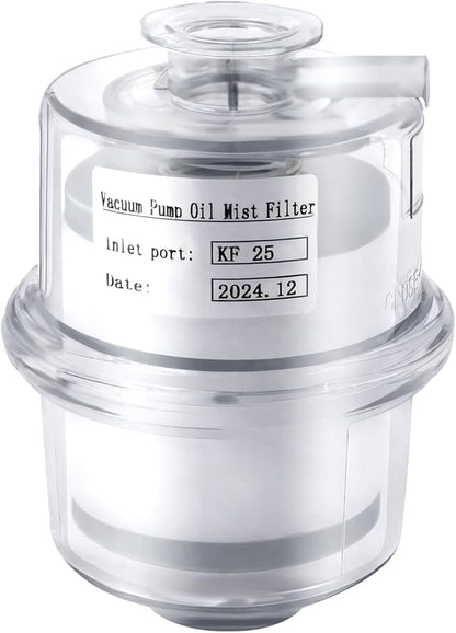 95% Efficiency Oil Mist Filter, Vacuum Pump Filter with KF25 Flange & Drain Pipe, for Pumps ≤2.11Gal/s
