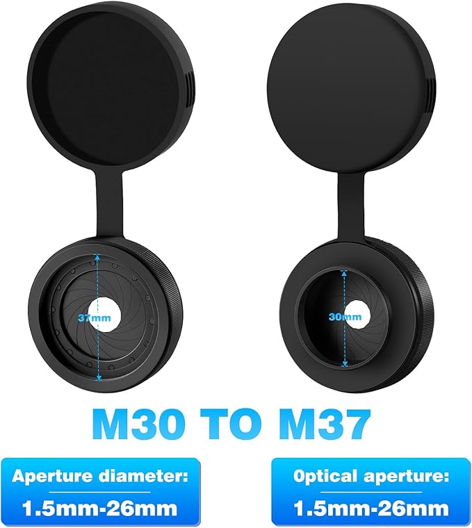 PVS14 Adjustable Iris Aperture Diaphragm Filter Pack M30 to M37 Iris Aperture Diaphragm Adapter Optical Diaphragm 1.5-26mm Lens Module Adapter Ring PVS-14 PVS 14 Optics