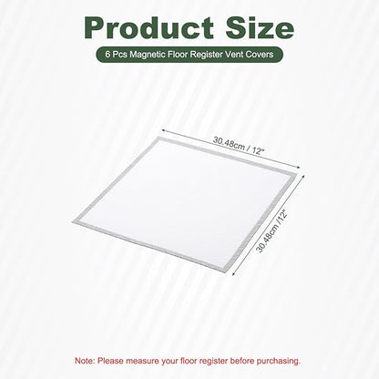 YOKIVE 6 Pcs Magnetic Floor Vent Covers, Floor Register Cover PVC Mesh Air Vent Screen Filters, Great for Home Floor, Wall, Ceiling, Catch Debris Hair Dust (White, 12-Inch x 12-Inch)