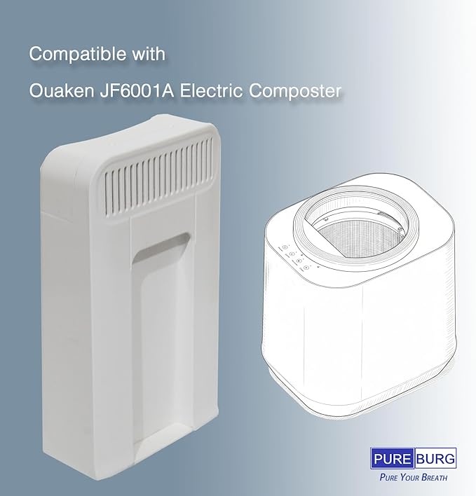 PUREBURG Replacement Filters Compatible with Ouaken JF6001A Electric Composter, 2-Pack Activated Carbon Air Clean VOCs Food Odors