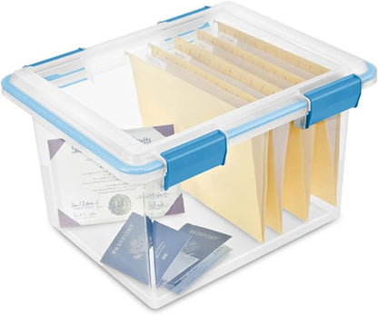 Sterilite 16-Pack Gasket Box, Weather-Resistant Storage Bins with Latching Lids, 32 Quart - Heavy-Duty Organizing Containers for Closet, Bathroom, and Office